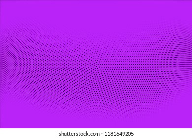 Bright geometric violet black halftone pattern. Soft dynamic lines. Abstract vector illustration with dots. Modern trendy polka dots background