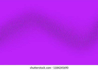 Bright geometric violet black halftone pattern. Soft dynamic lines. Abstract vector illustration with dots. Modern trendy polka dots background