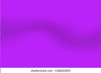 Bright geometric violet black halftone pattern. Soft dynamic lines. Abstract vector illustration with dots. Modern trendy polka dots background
