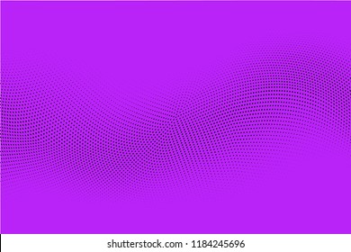 Bright geometric violet black halftone pattern. Soft dynamic lines. Abstract vector illustration with dots. Modern trendy polka dots background