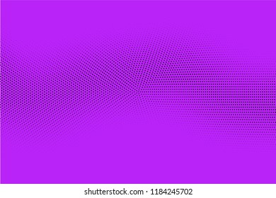 Bright geometric violet black halftone pattern. Soft dynamic lines. Abstract vector illustration with dots. Modern trendy polka dots background