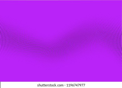 Bright geometric violet black halftone pattern. Soft dynamic lines. Abstract vector illustration with dots. Modern trendy polka dots background
