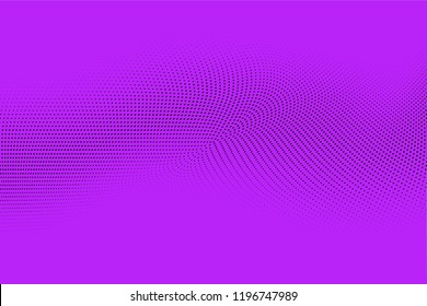 Bright geometric violet black halftone pattern. Soft dynamic lines. Abstract vector illustration with dots. Modern trendy polka dots background