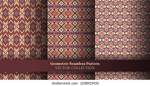 Bright geometry argyle seamless ornament collection. Navajo tracery ethnic patterns. Argyle ikat geometric vector repeating background package. Cover background templates.
