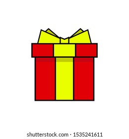 Bright gift box with a bow. Vector drawing. Isolated object on a white background. Isolate.