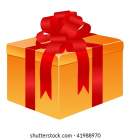 Bright gift box by any holiday. Vector illustration.