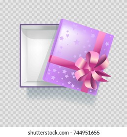 Bright gift box wrapped in checkered paper with red silk bow made of ribbon isolated cartoon flat vector illustration