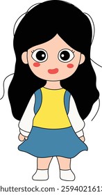 Bright Girl Illustration With Long Hair