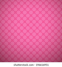 Bright girl vector pattern (tiling). Pink color. Endless texture can be used for printing onto fabric and paper or scrap booking. Floral and dot shapes.