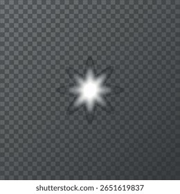 bright glare of light with rays of different lengths, graphics