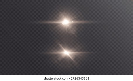 Bright glare with starry reflections, isolated on a transparent background. Vector light glare effect for glow overlays and user interface accents.

