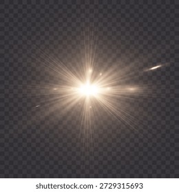 Brilho brilhante com reflexos estrelados, isolados em um fundo transparente. Efeito de brilho de luz vetorial para sobreposições de brilho e acentos de interface de usuário.	