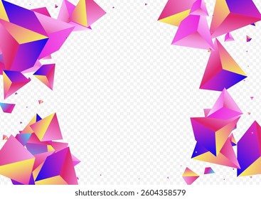 Bright Glass Vector Transparent Background. Digital Flying Pyramid Magazine. Cosmic Creative Triangle Presentation. Unicorn Jewel Minimal Brochure.