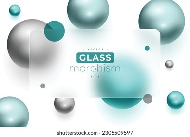 bright glassmorphism wallpaper with transparent acrylic frame vector