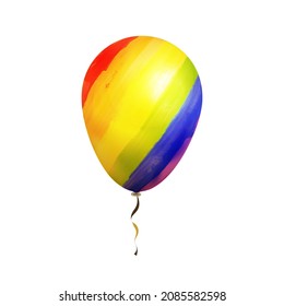 Bright glossy balloon in rainbow LGBT colours isolated on white