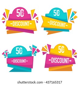 bright and glossy discount tags and banners, vector collection