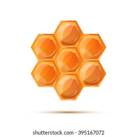 Bright glossy honeycomb with shadow isolated on white