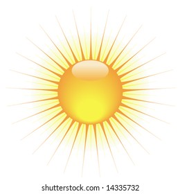 Bright glossy sun symbol with halo. Vector illustration