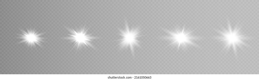 Bright glow effect. Star, sun sparkles on a transparent background. Vector illustration.