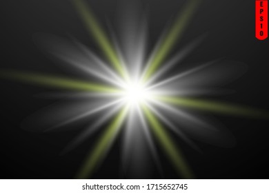 bright glow flare solar flare on black background