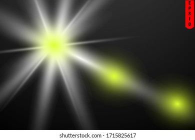 bright glow flare solar flare on black background