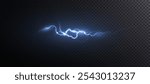 Bright glow of lightning. Realistic effect of bright electric discharge of blue lightning. Vector 10 EPS	