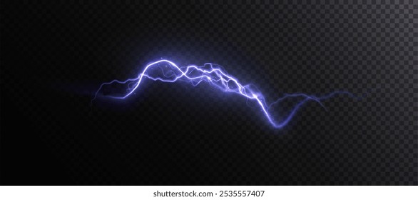 Bright glow of lightning. Realistic effect of bright electric discharge of blue lightning. Vector 10 EPS