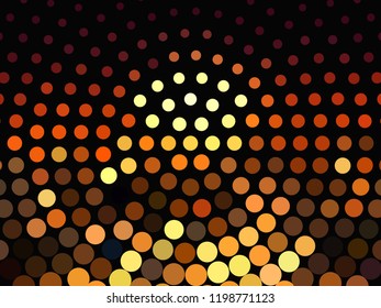Bright glowing circles on dark background. Halftone effect. Abstract geometric pattern. Scalable vector graphics