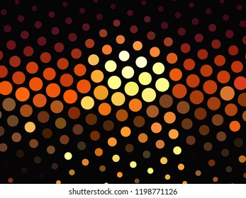 Bright glowing circles on dark background. Halftone effect. Abstract geometric pattern. Scalable vector graphics