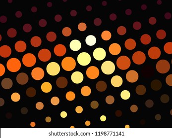 Bright glowing circles on dark background. Halftone effect. Abstract geometric pattern. Scalable vector graphics