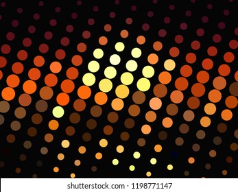 Bright glowing circles on dark background. Halftone effect. Abstract geometric pattern. Scalable vector graphics