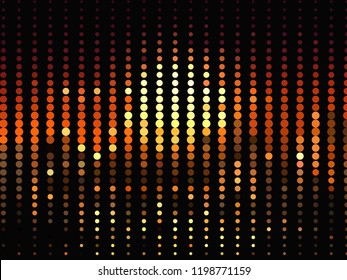 Bright glowing circles on dark background. Halftone effect. Abstract geometric pattern. Scalable vector graphics