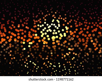 Bright glowing circles on dark background. Halftone effect. Abstract geometric pattern. Scalable vector graphics