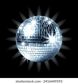 Bright Glowing Disco Balls Isolated On Black Background. EPS10 Vector