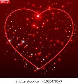 Bright glowing heart, sparkles, flashes of light