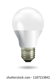 Bright Glowing And Led White Light Bulb. Energy Efficiency Idea.  Vector Illustration