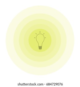 Bright glowing light bulb . Vector illustration