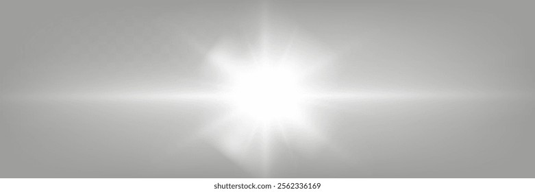 	
Bright glowing light burst with soft edges and subtle rays on a transparent background, suitable for overlays and design projects.	