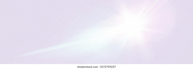 Bright glowing light burst with soft edges and subtle rays on a transparent background, suitable for overlays and design projects.