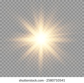 Bright glowing light effect glare. Glowing light effect display of sun , Beautiful shimmering glare to background . Vector graphics .