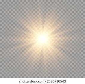 Bright glowing light effect glare. Glowing light effect display of sun , Beautiful shimmering glare to background . Vector graphics .