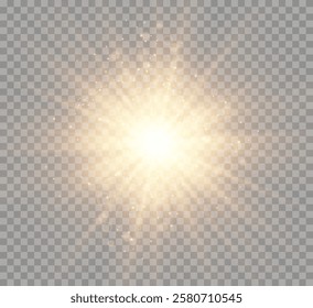 Bright glowing light effect glare. Glowing light effect display of sun , Beautiful shimmering glare to background . Vector graphics .