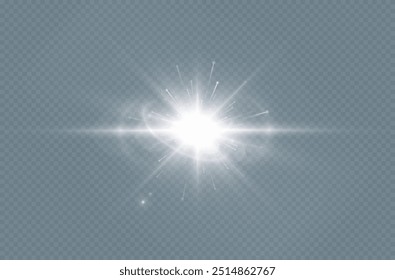 Bright glowing light effect. Solar flare. Glow effect. Starry flares with shimmering glare. Beautiful shimmering glare light effect. Vector 10 EPS