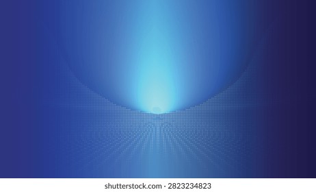 Bright glowing light rays emerging from digital pixelated blue surface