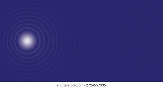 Una fuente de luz brillante y brillante con un núcleo blanco y un halo púrpura, rodeado de anillos hexagonales concéntricos, creando un efecto dominó sobre un fondo azul profundo.