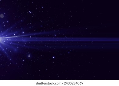 Bright glowing light, star explosion. Glare effect with rays.