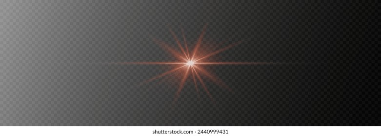 Bright glowing light, star explosion. Glare effect with rays.