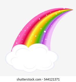 Bright glowing magic rainbow with cloud
