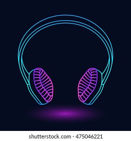 Bright glowing neon headphones