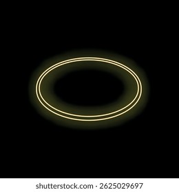 Bright, glowing neon oval provides plenty of copy space